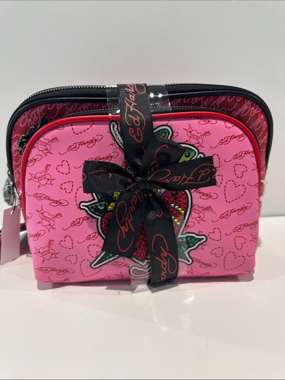 NWT Ed Hardy (2) piece Cosmetics bag Set.